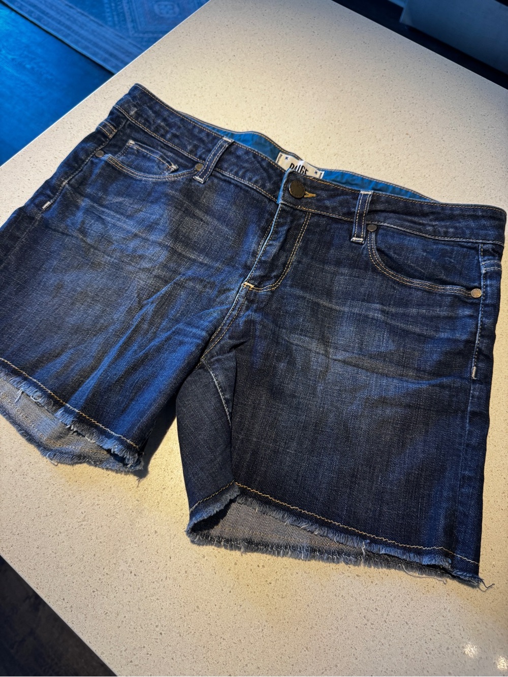 PAIGE Blue Denim Jeans with Gold Stitching